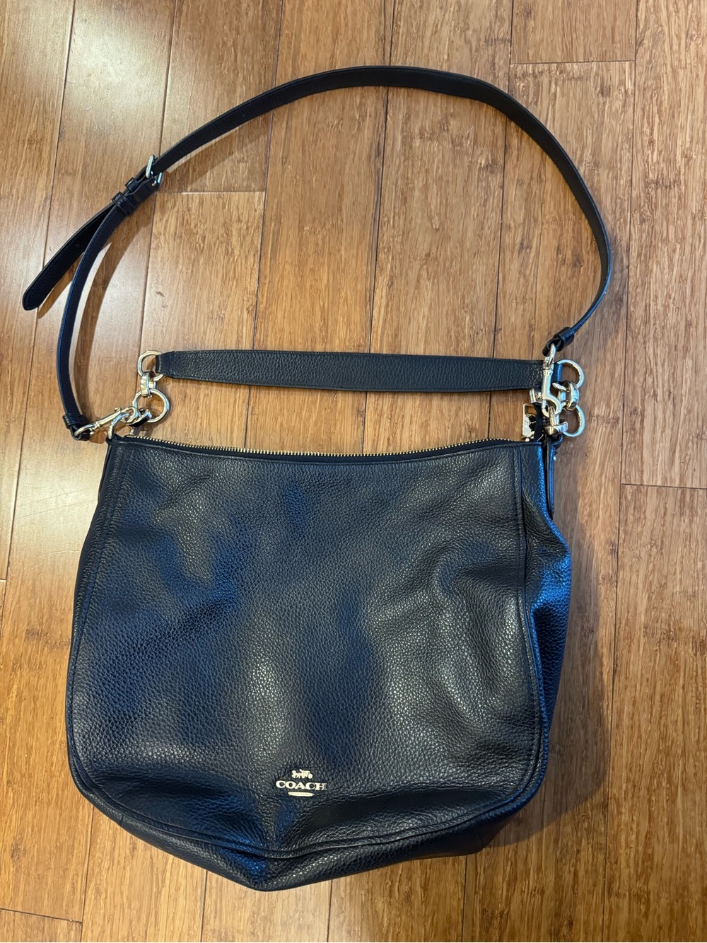 Coach Black Chelsea Hobo Pebbled Leather Shoulder Bag